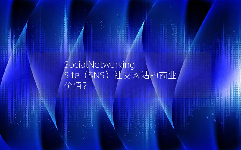 SocialNetworkingSite（SNS）社交网站的商业价值？